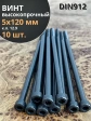 Винт высокопрочный М5х120 мм к.п.12.9 черный DIN912, 10 шт.