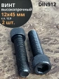 Винт высокопрочный М12х45 мм к.п.12.9 черный DIN912, 2 шт.