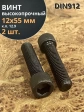 Винт М12х55 мм высокопрочный к.п.12.9 черный DIN912, 2 шт.