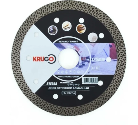 Диск алмазный по керамограниту супертонкий турбо 125х1,4х22,23х10 мм TF KRUGO фото 1