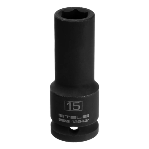 Головка ударная удлиненная 6-гранная 15 мм CrMo 1/2 Stels фото 1