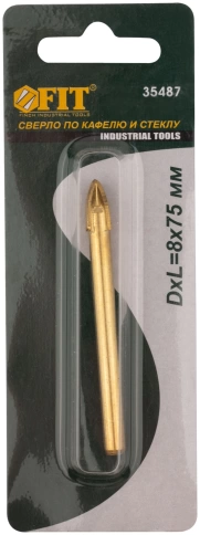 Сверло по кафелю и стеклу 4реж.кромки, титан.покр. 8х75 мм фото 3