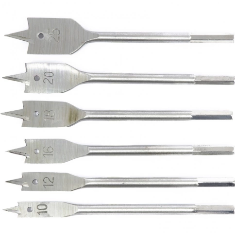 Набор сверло по дереву перовых 10-12-16-18-25 мм 6-гранный хвостовик Сибртех фото 1