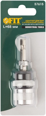 Адаптер для бит магнитный фиксатор, огранич.глубины, хвостовик CrV сталь, 68 мм фото 3