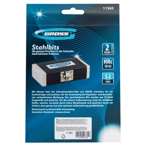 Набор бит, 1/4, магнитн.адапт., сталь S2, пластик.кейс 33предм. Gross фото 2