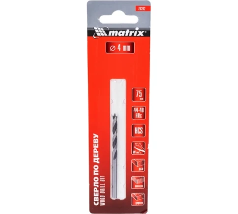 Сверло по дереву, цилиндр.хвостовик 4х75 мм Matrix фото 1