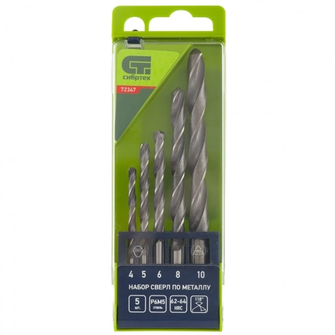 Набор сверл по металлу Р6М5 4-10мм 5шт.пластик. кейс Matrix фото 1