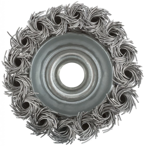 Корщетка-чашка, гайка М14, стальная витая проволока, MOS фото 2