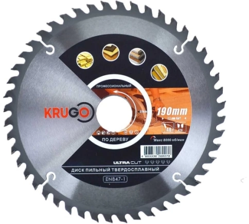 Диск пильный по дереву 190х2,2/1,4х48Тх30 мм KRUGO фото 1
