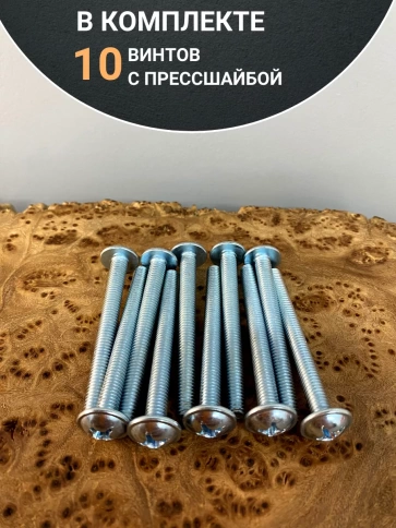 Винт с прессшайбой М6х80 полукруглая головка DIN967, 10 шт. фото 4