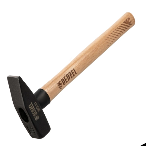 Молоток слесарный, кованый квадратный боек, буковая рукоятка 800 гр. Denzel фото 1