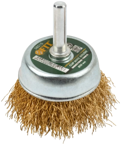 Корщетка-чашка, со штифтом, стальн.латунир.волнист.проволока фото 6