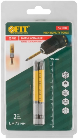 Биты кованые, сталь S2, одностор. РН2, 2шт. Профи, блистер фото 8