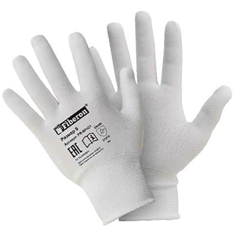 Перчатки Сборочные работы Декор PR-BP021 полиэстер, белые, размер 9 (L), Fiberon фото 1