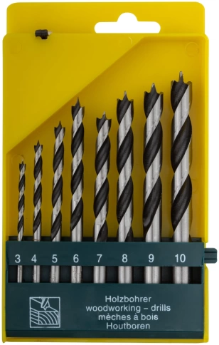 Набор сверл по дереву , пластик.бокс 8шт. (3-4-5-6-7-8-9-10 мм) CrV Профи фото 1