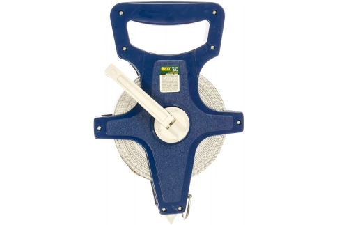 Рулетка землемерная, фибергласовая лента, синий открытый корпус 30м фото 1