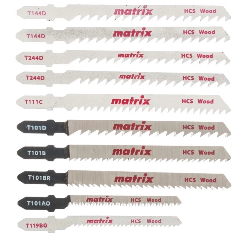 Набор полотен для электролобзика по дереву T-SET1007 10 шт  Matrix фото 1