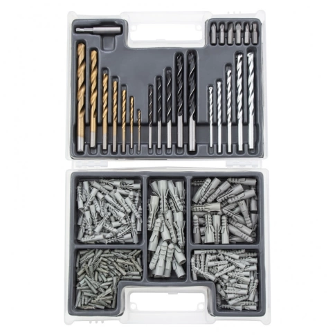 Набор сверл комбинир.. мет.2-10мм.бетон 4-10мм.дер4-10мм.дюбели 300пр.Matrix фото 1