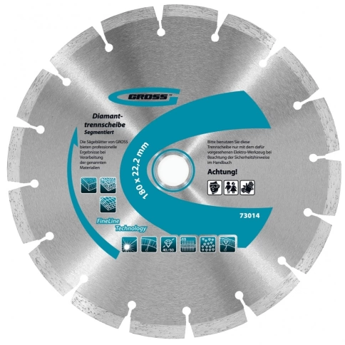 Диск алмазный сегментный упорядоч. алмаз сухое резание 180х22,2 мм Gross фото 1