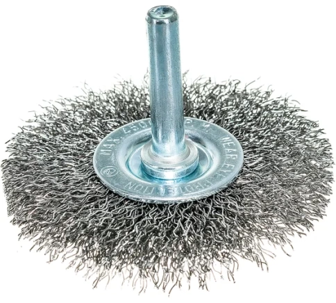 Щетка для дрели "Плоская", со шпилькой, вит.проволока 0,3мм, 75 мм Сибртех фото 1