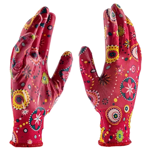 Перчатки полиэстеровые с нитриловым покрытием, красные, размер L, Palisad фото 1